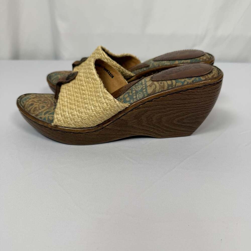 Born W62238 Tweed Raffia Wedge Platform Thong Sandals - Picture 3 of 7